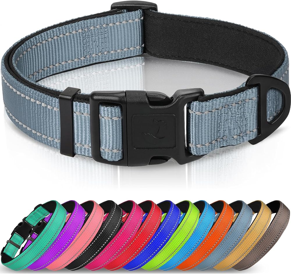 Joytale Reflective Dog Collar XS Gray Neoprene Padded Nylon Adjustable
