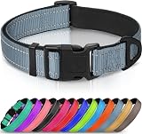 Joytale Reflective Dog Collar Neoprene Padded Nylon Medium Gray