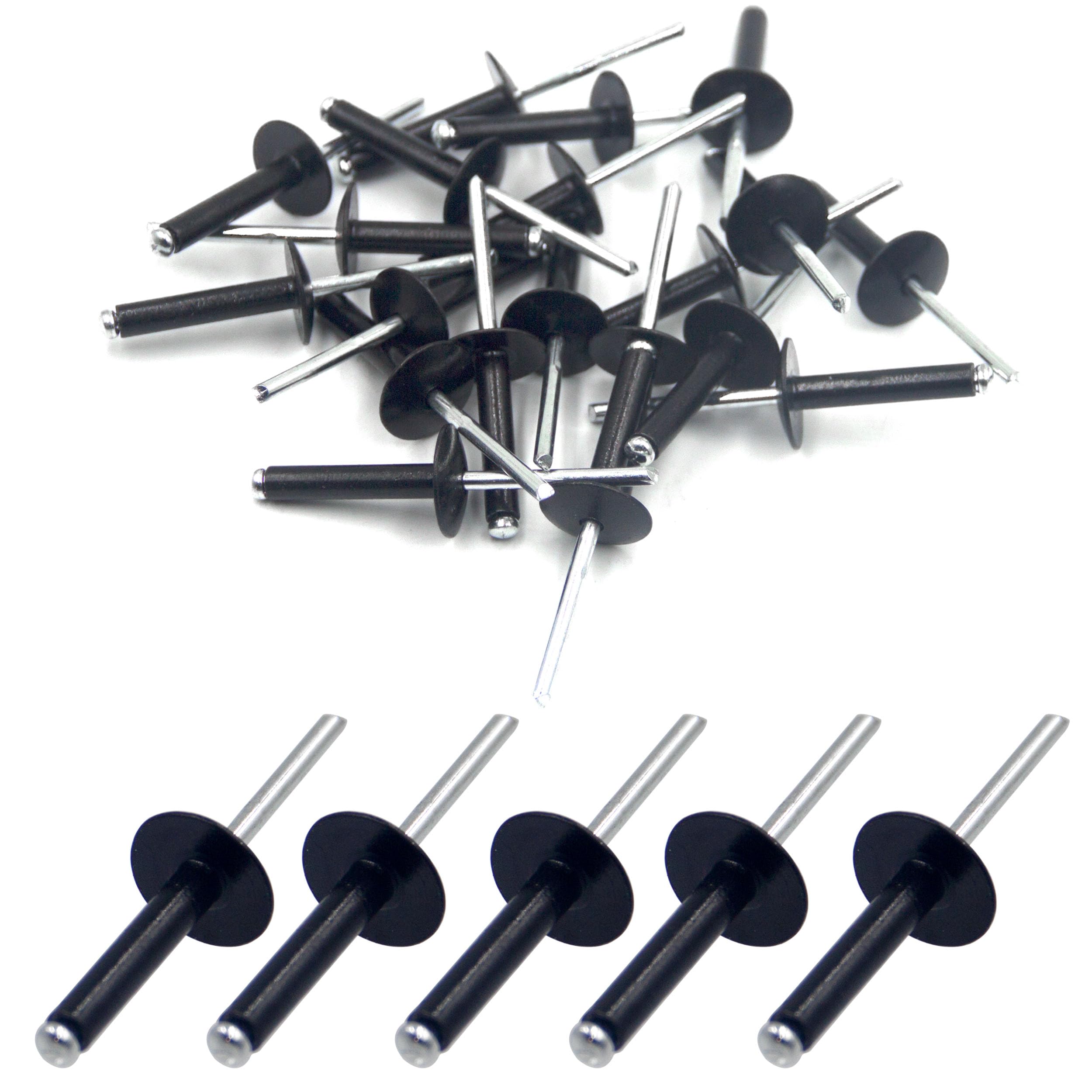 BESTYCHAO 50pcs Aluminum Blind Rivets with Large Flange 4.8mm x 25mm, Pack of 50 (Black) — image 1