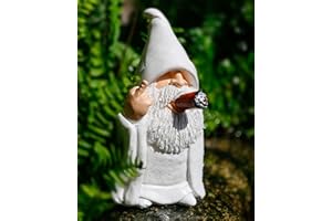 BBdis Funny Garden Gnome Statue,5.9in Naughty Mini Smoking Middle Finger Gnomes Statue for Fairy Garden,Indoor or Outdoor Lawn Garden Christmas Decorations Housewarming Garden Gifts
