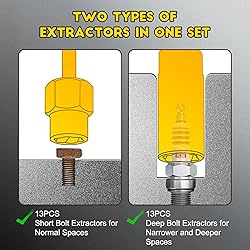 Topec Deep Bolt Extractor Set 28PCS, 3/8" Drive