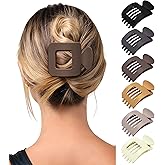 Mesovor 6 Pack Flat Square Claw Clips for Women, 3.94" Nonslip Large French Duckbill Lay Flat Hair Clips | Strong Hold Flat Hairclips for Lying Down, Yoga, Driving (Neutral Matte)