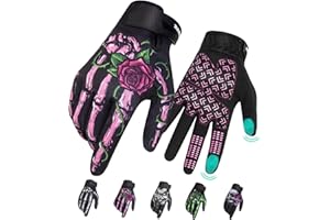RIGWARL Motorcycle Mountain Bike Cycling Touchscreen Full Finger Gloves for Women,Pink Rose