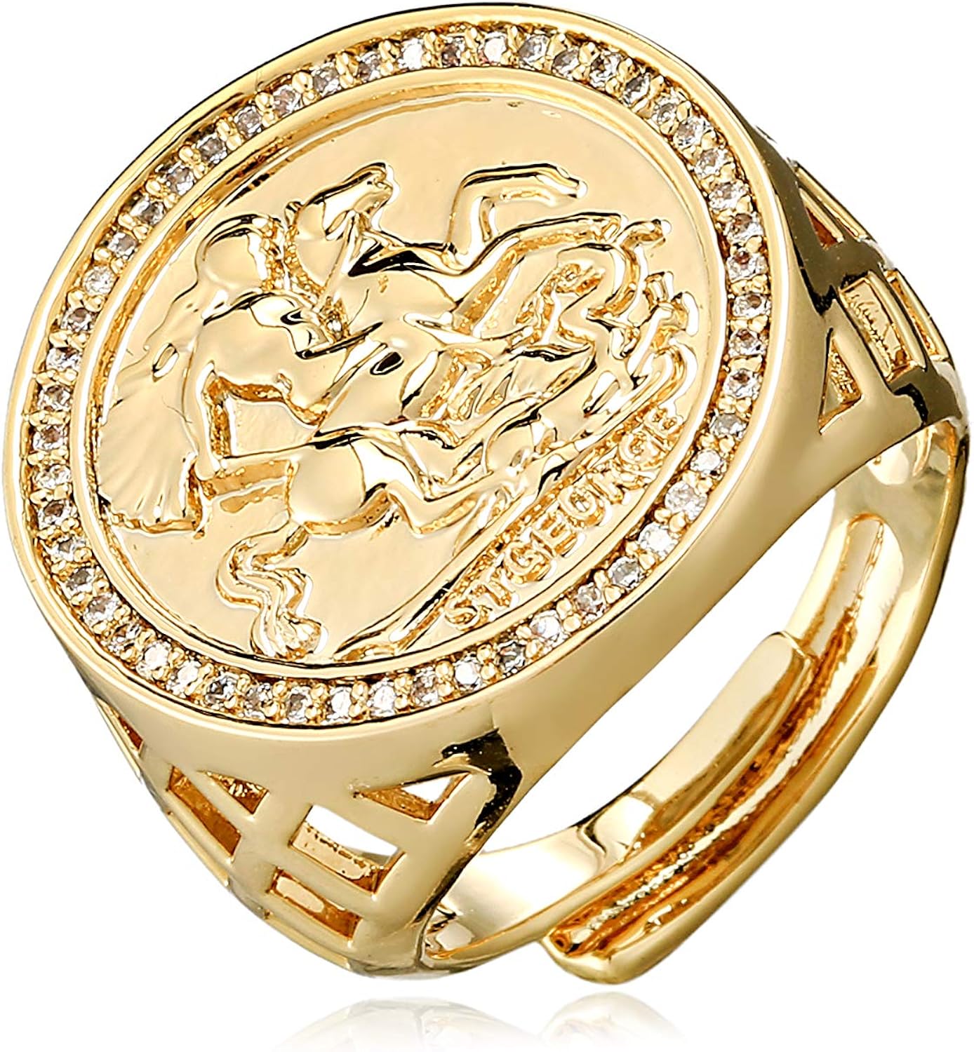 Bling King The Gold St Sovereign Ring with Stones Heavy Real Gold Plating Amazon.co.uk