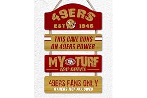 Romawall Fan Cave Sign Banner Red Gold Design Man Cave Hanging Wall Sign Decor Sport Gift for Men