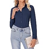 siliteelon Button Down Shirts for Women Slim fit Long Sleeve Stretch Dress Shirts Work Shirt Wrinkle Free Office Blouses