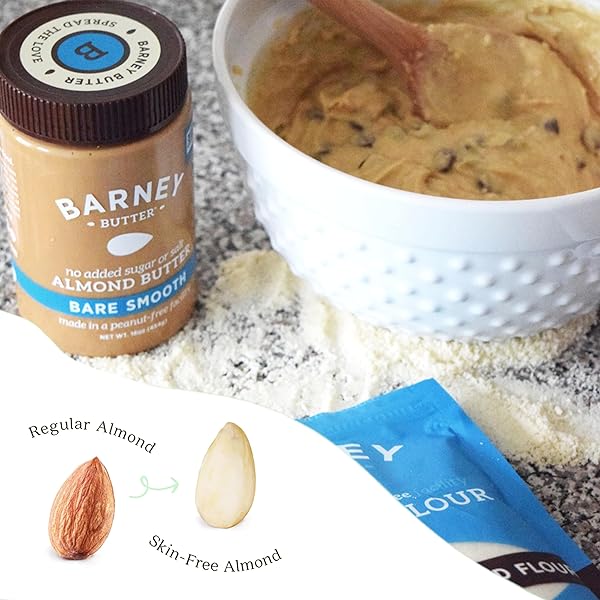 BARNEY BUTTER ALMOND BUTTER, BARE SMOOTH, 16 OUNCE JAR, NO ADDED SUGAR OR SALT, SKIN-FREE ALMONDS, NO STIR, NON-GMO, GLUTEN FREE, KETO, PALEO, VEGAN