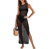 ANRABESS Womens Swimsuit Cover Up Sleeveless Hollow Knit Bikini Swimwear Bathing Suit Coverup Crochet Beach Dress