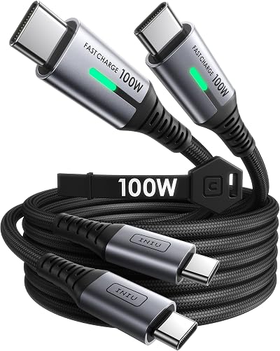 INUU USB C Cable 2 Pack 2m 100W PD QC 4.0 USB C to USB C Nylon Braided