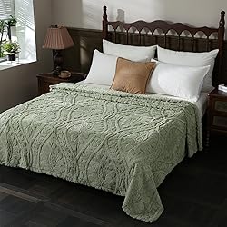 PU MEI Sage Green Fleece Throw Blanket for Couch