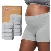 PurComfy Postpartum Underwear for Women, High Waisted, Grey, 10 Pcs | Disposable Boyshort, Seamless, Postpartum Essentials, Waist 28"- 42" Stretched