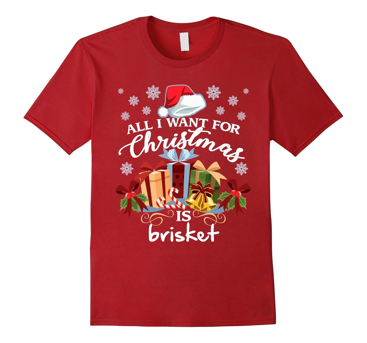 All I Want For Christmas Is Brisket Funny BBQ T-Shirt-ANZ