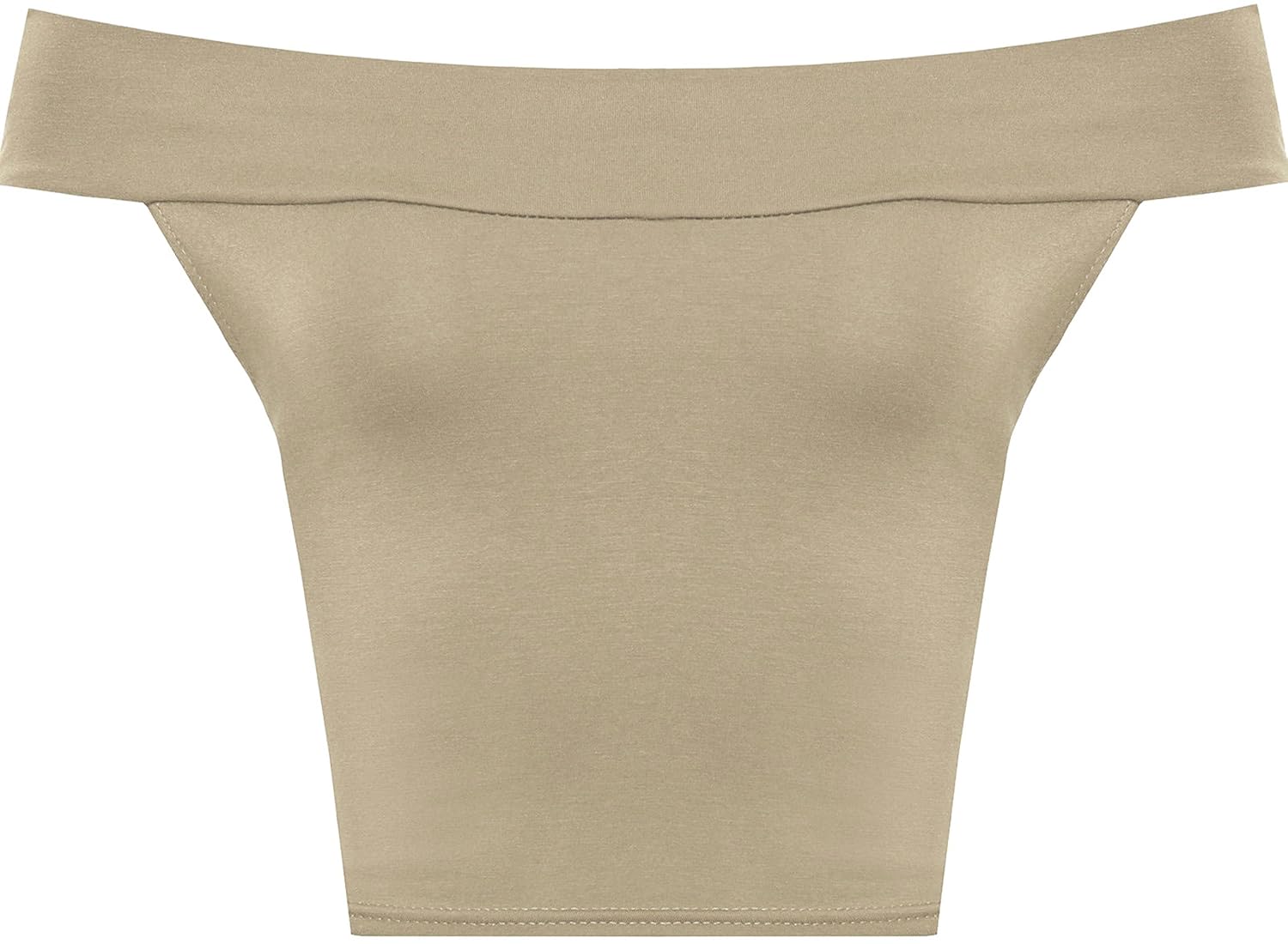 Re Tech UK Crop Top con Spalle Scoperte e Scollo Bardot Tessuto Liscio