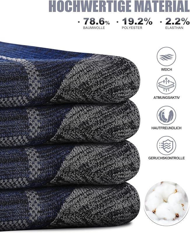 Baumwollsocken Herren, 5 Paar, gepolsterte Crew Socken Marine M — Foto 4 von 8