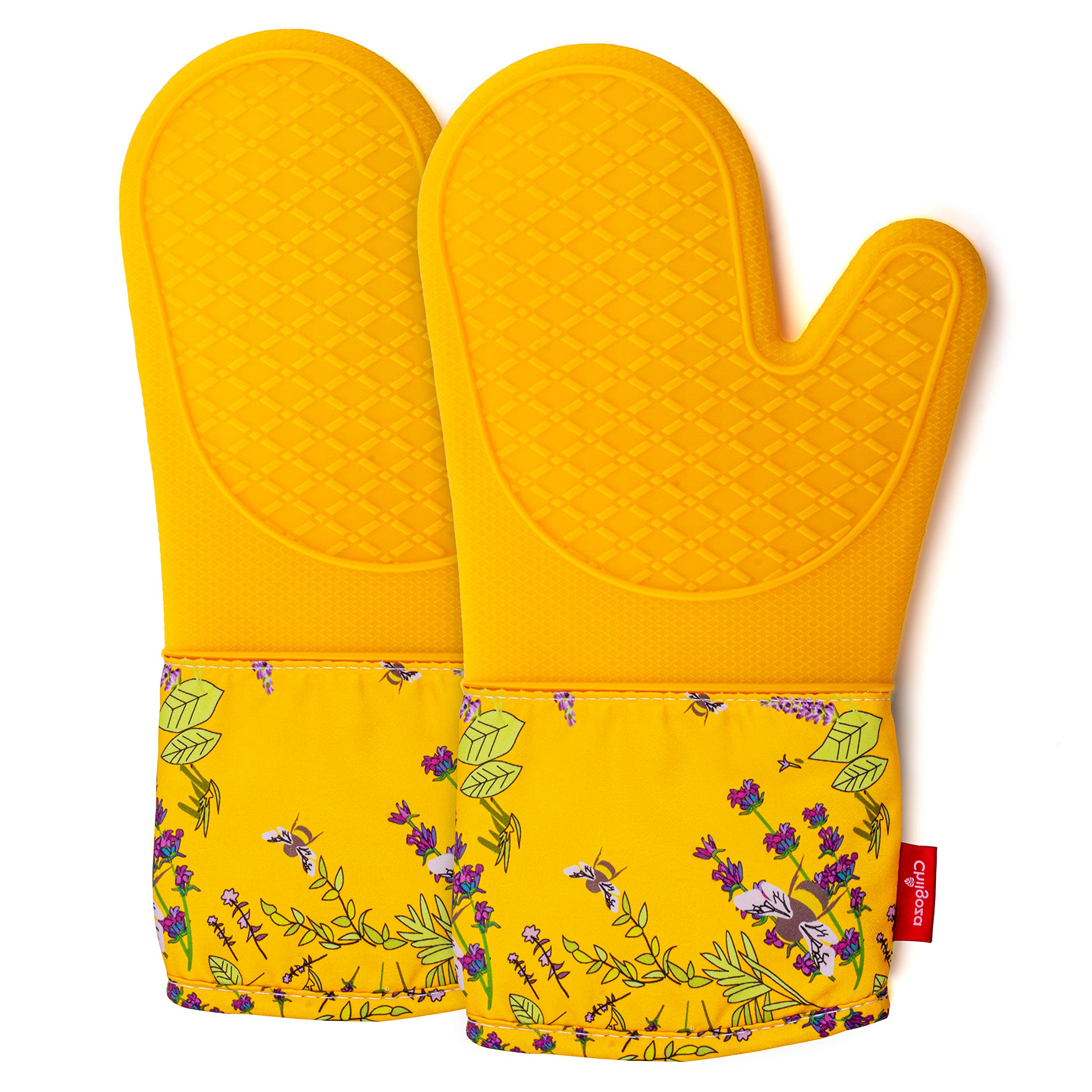Chilgoza Silicone Oven Gloves Heat Resistant for Cooking BBQ Grilling Microwave Yellow