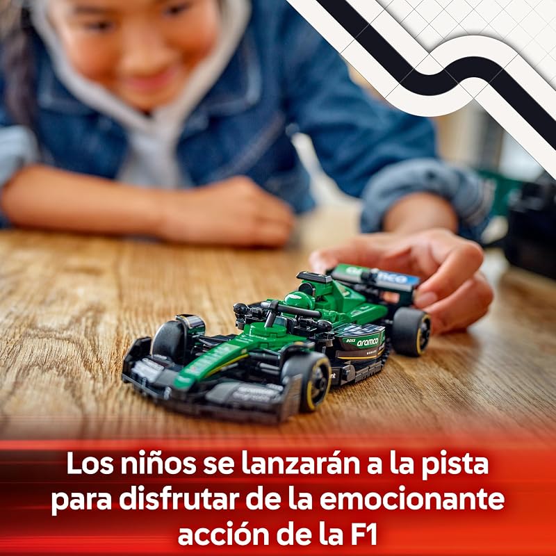 Speed Champions Coche de Carreras Aston Martin Aramco F1 AMR24 de Juguete, Maqueta de Vehículo de Fórmula 1 con Minifigura de Piloto, Regalo para Niños y Niñas de 10 Años o Más 77245