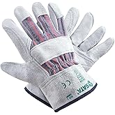 SATA Heavy Duty Halfleather Work Gloves, Doublelayer Cowhide, Cotton Lining, Leather Palm, Gardening, Yard Gloves