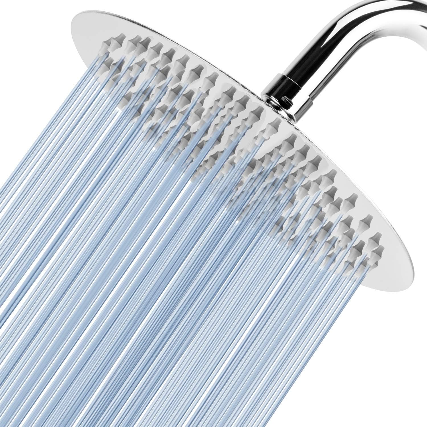 Voolan 8” High Pressure Rain Shower Head, 304 Stainless Steel Round Rainfall Shower Heads
