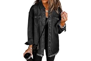 Dokotoo Women's Oversized Denim Jacket Casual Long Boyfriend Distresse Jean Jacket Autumn Spring