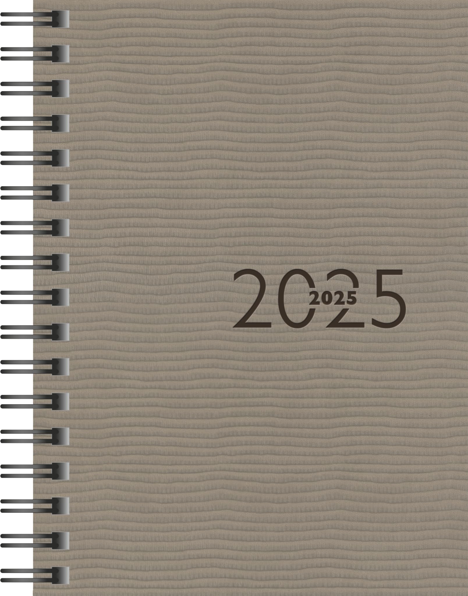 rido/idé Pocket Diary Model Perfect/Technik I (2025), 2 Pages = 1 Week, A6, 160 Pages, Faux Leather Cover, Tejo, Grey