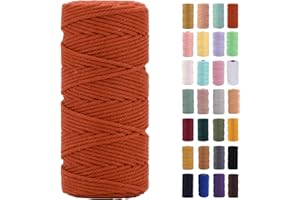 MAOQIAN Rust Red Macrame Cord 3mm x 109Yards,Colored Cotton Rope Colorful Cotton Cord Soft Craft Cord Twine for Wall Hanging Plant Hangers Crafts Decorative Projects
