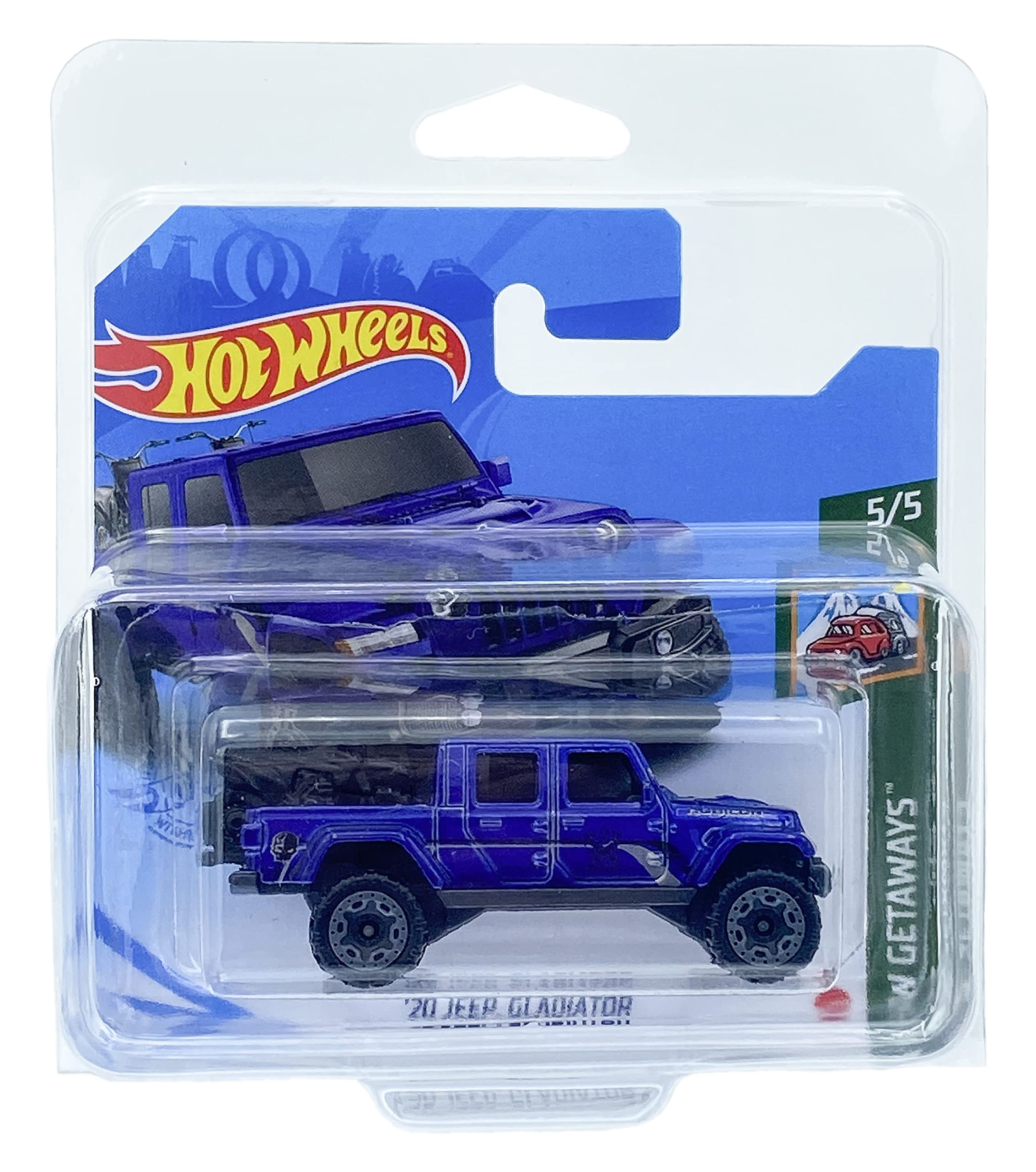 Hot Wheels '20 Jeep Gladiator (Blue) 5/5 HW Getaways 2021 - 117/250 (Short Card) GRY54 *** COMES IN A KLAS CAR KEEPER PROTECTIVE COLLECTORS CASE ***
