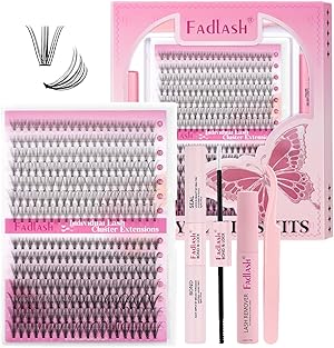 Wimpern Extensions Set DIY Wimpern Extensions Kit Wimpern Cluster Super Halt Bindung und Dichtung, Wimpern Entferner Remover Wimpernpinzette Wimpern Einzeln für Anfänger(10D+20D-0.07C, 8-16mm, Kit)