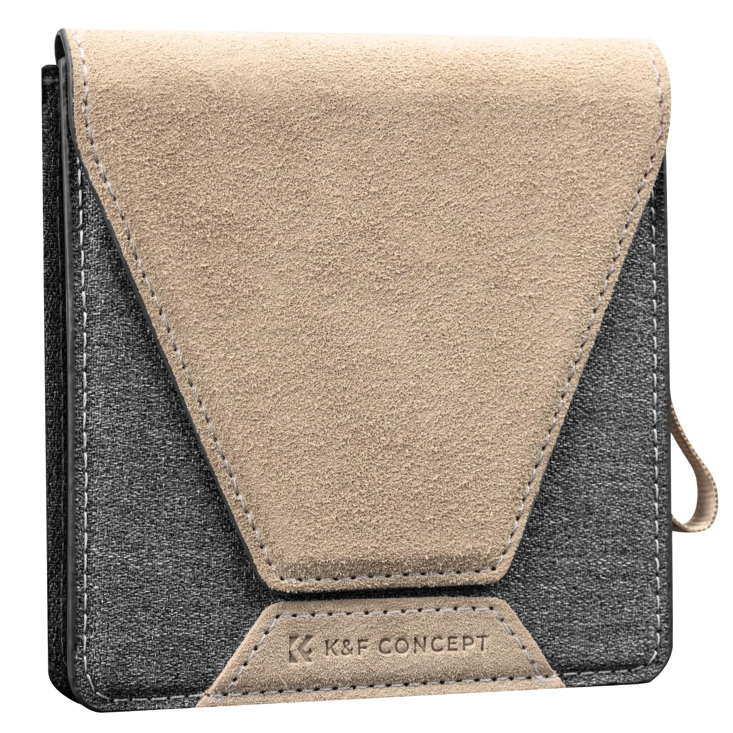 K&F CONCEPT Lens Filter Case, Waterproof Faux Suede Camera Lens Filter Pouch for 95mm Square Filters ND CPL UV Filters