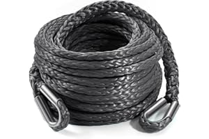 DAYDOOR 3/8'' x 50Ft Synthetic Winch Rope Extension, 26,500 Lbs Winch Extension Rope for Off Road Recovery,Synthetic Extensio