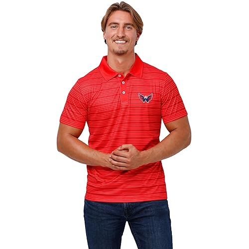 FOCO Men's Standard NHL Logo Polo Short Sleeve Polyester Shirt, Team Color