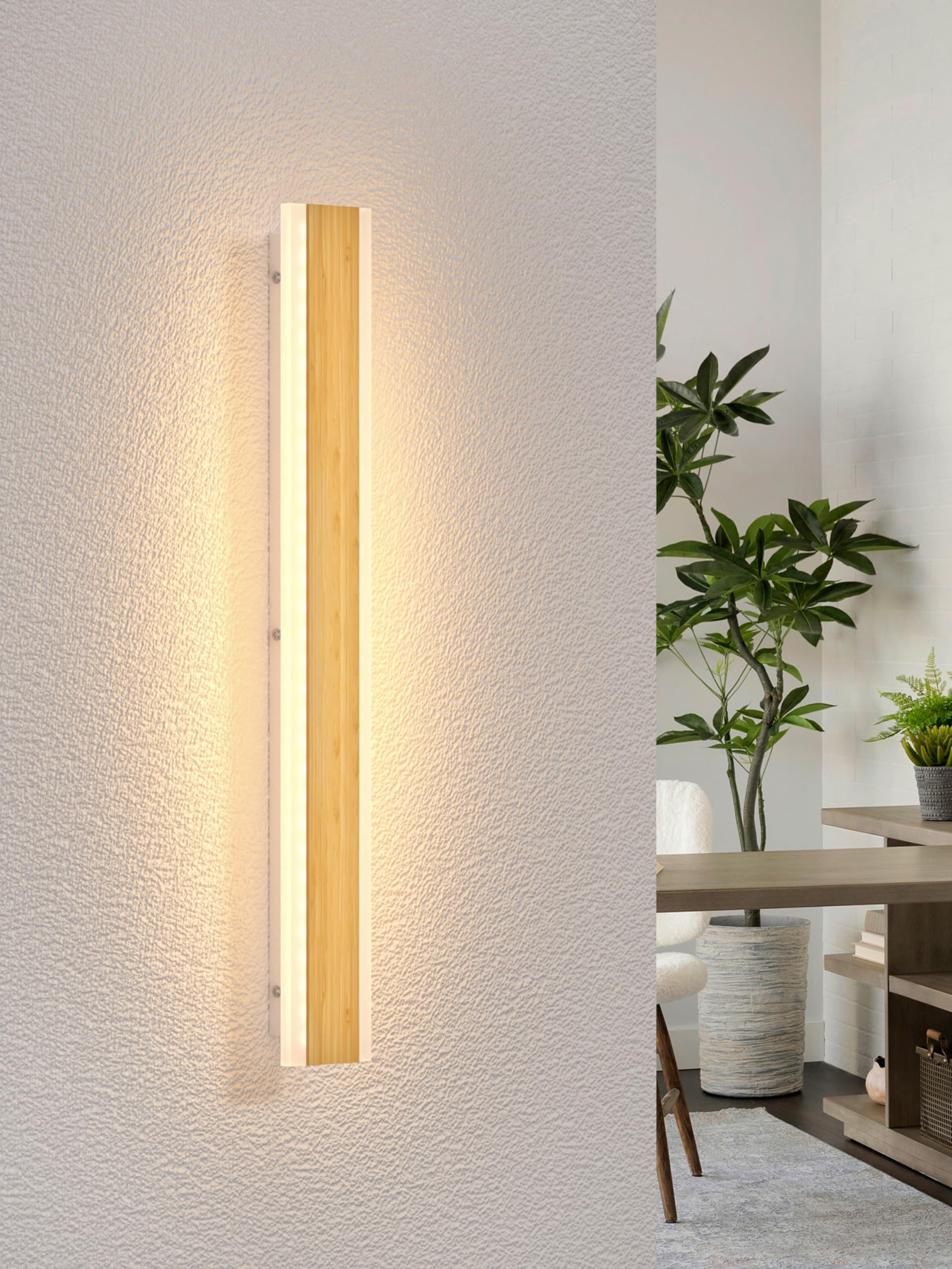LUOLONG LED Wall Light Wood Long Wall Lamp Bamboo 80cm Indoor Lamp 3000K Wall Lights 25W Modern Interior Lighting Bedside Lamp Hallway Lamp Wall Lamp for Bedroom Living Room Staircase