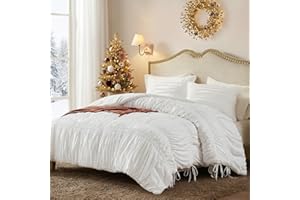 Intelligent Design Queen Comforter Set Ruched Shabby Chic Comforters for Queen Size Bed, All Season Lightweight Comforter Que