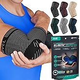 Modvel 2 Pack Elbow Brace - Golfer's Elbow Compression Sleeve Support for Joint Pain Relief, Recovery, Tendonitis Braces, Tennis Elbows Brace For Men & Women, Workout & Weightlifting Arm Wrap, Black