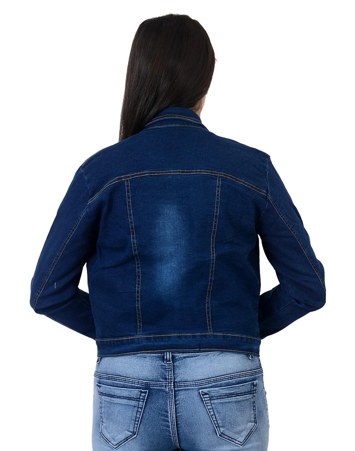 ajaero solid denim jacket for women