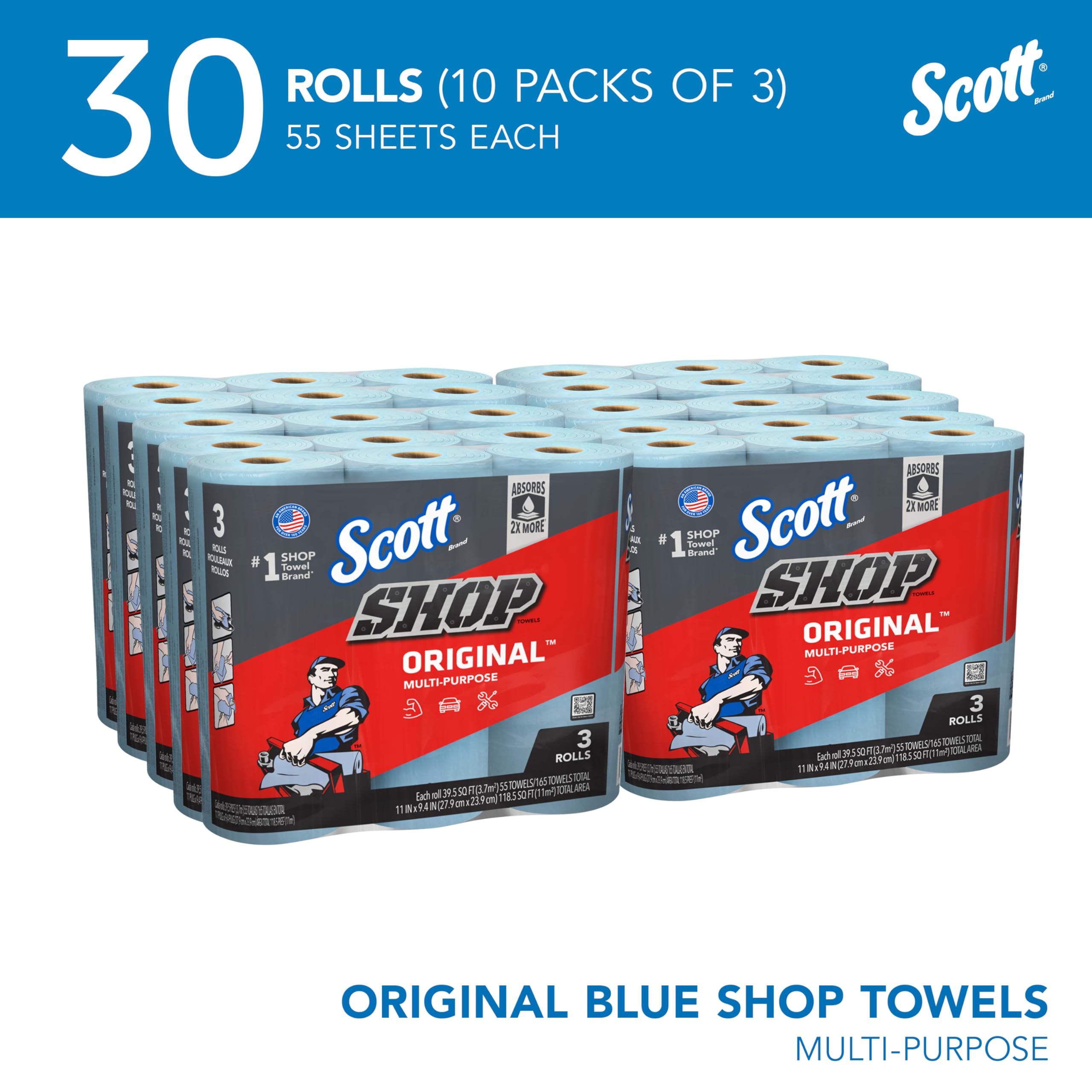 Scott Shop Towels Original (75143), Original Blue Shop Towels, 9.4