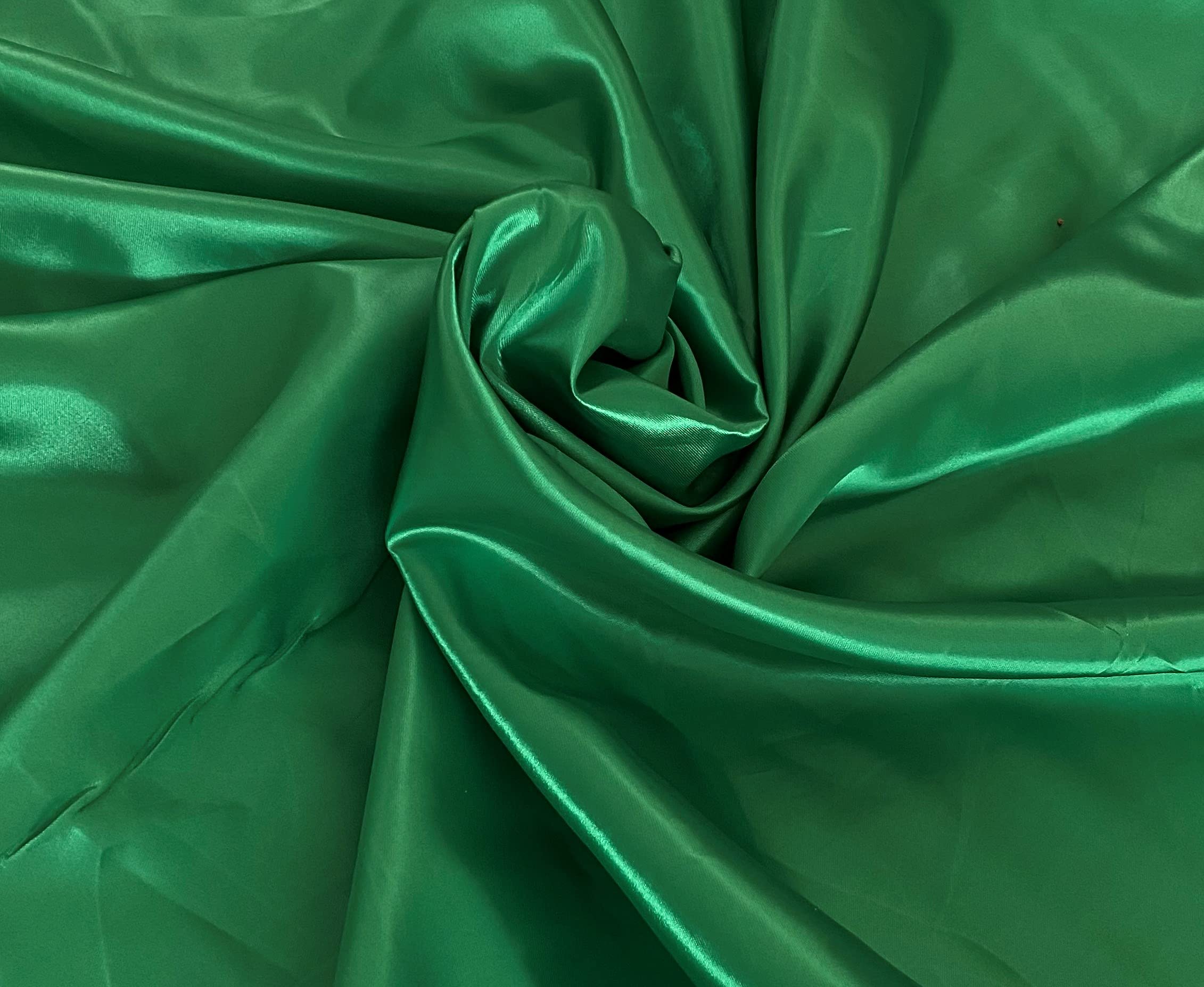 Fancy Textiles Silky Satin Plain Craft Dressmaking Fabric 60'' Wide (2 Meter, Emerald Green)