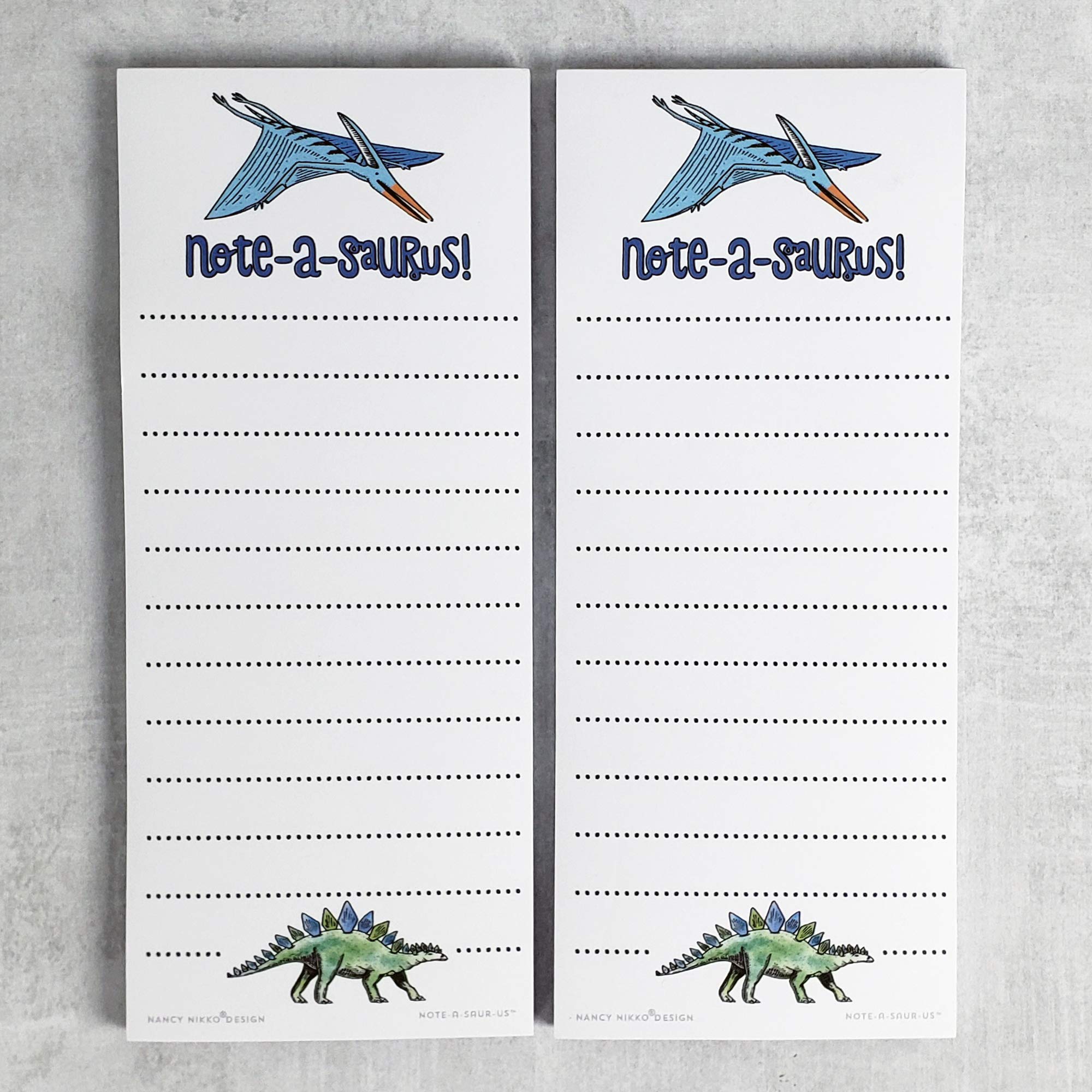 Dinosaur (Colorful) Refrigerator Notepads, Note-A-Saurus - Set of 2 Pads - Notes, to Do List, Grocery List