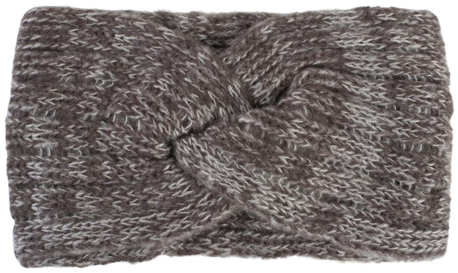 styleBREAKER women ribbed knit headband with twist knot, hairband, headband 04026041, color:Dark grey mottled