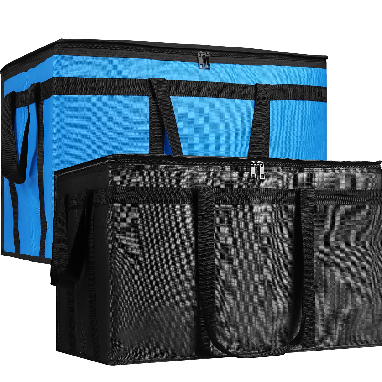 Photo 1 of Bodaon 2PK Cooler Insulated Food Delivery Bag for Doordash/Uber Eats, XXX-Large Thermal Bags for Catering/Hot Pizza, Travel/Camping/Picnic Basket?Grocery Reusable Warmer Frozen Essentials(Black +Blue)