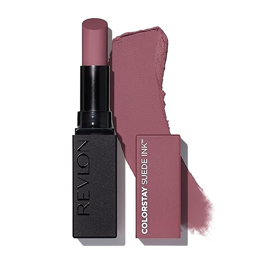 REVLON Lipstick, ColorStay Suede Ink, Built-in Primer, Infused with Vitamin E, Waterproof, Smudge-proof, Matte Color, 012 Power Trip, 0.09 oz.