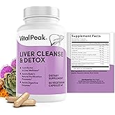 Vital Peak Liver Cleanse Detox & Repair Supplement with Milk Thistle, Turmeric, Beet Root, Ginger, Dandelion, Artichoke & Grape Seed Extract for Daily Liver Health - 60 Capsules