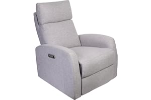 Serena Triple Power Glider Recliner, Upholstered Fabric Rocking Glider, Full Recline Mechanism, Accessible USB Charging Port,