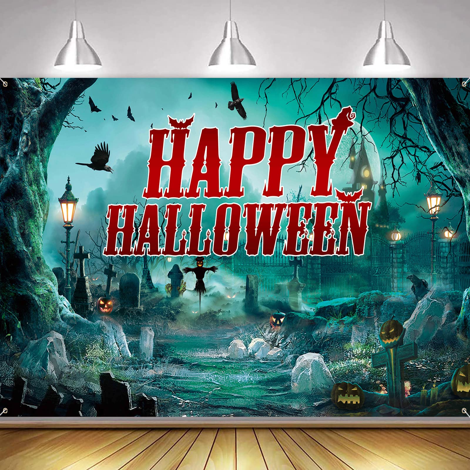Extra Large Realistic Horror Halloween Banner - Yard Sign Backdrop for Scary Indoor/Outdoor Party Decoration
