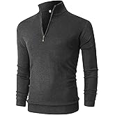 NITAGUT Mens Slim Fit Quarter Zip Mock Neck Polo Sweater Casual Long Sleeve Sweater and Turtleneck Pullover