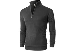 NITAGUT Mens Slim Fit Quarter Zip Mock Neck Polo Sweater Casual Long Sleeve Sweater and Turtleneck Pullover