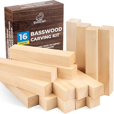 BeaverCraft Basswood Carving Blocks BW16 Pcs for Beginners Whittling Kit