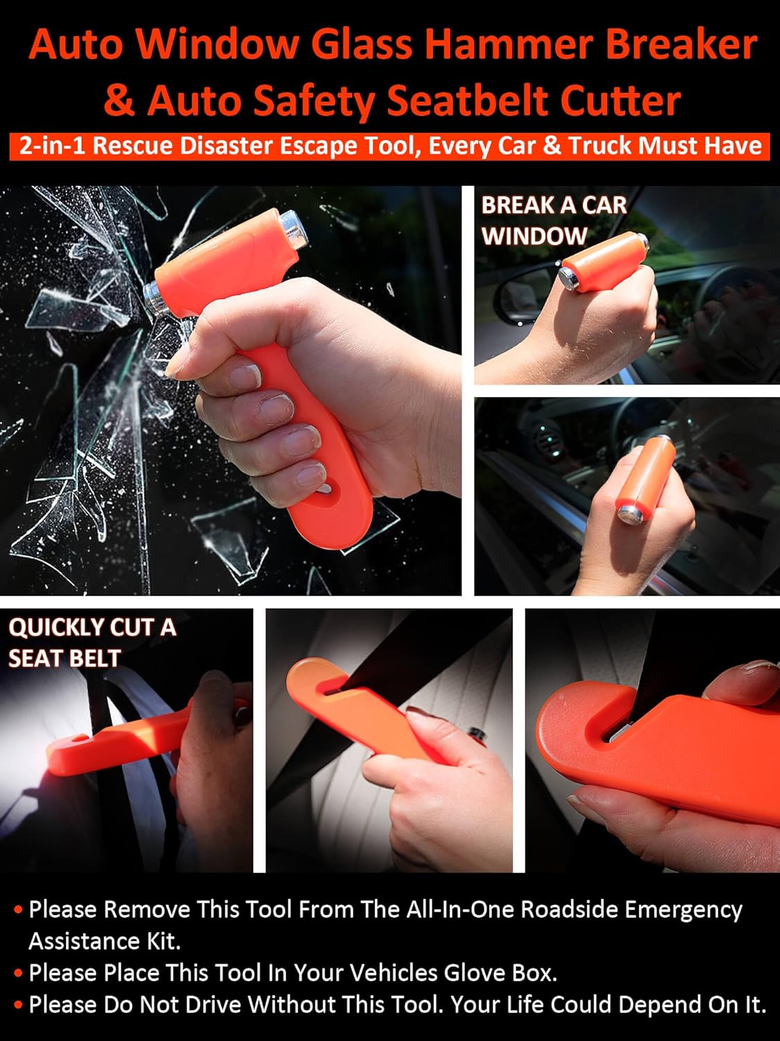 Roadside Emergency Car Kit – 112 Pieces Safety Assistance | First Aid Kit, Jumper Cables, Tow Strap Ropes, Reflective Safety Warning Triangle & Vest, Tools, Glass Breaker Hammer | Truck & Car (Black): Automotive
