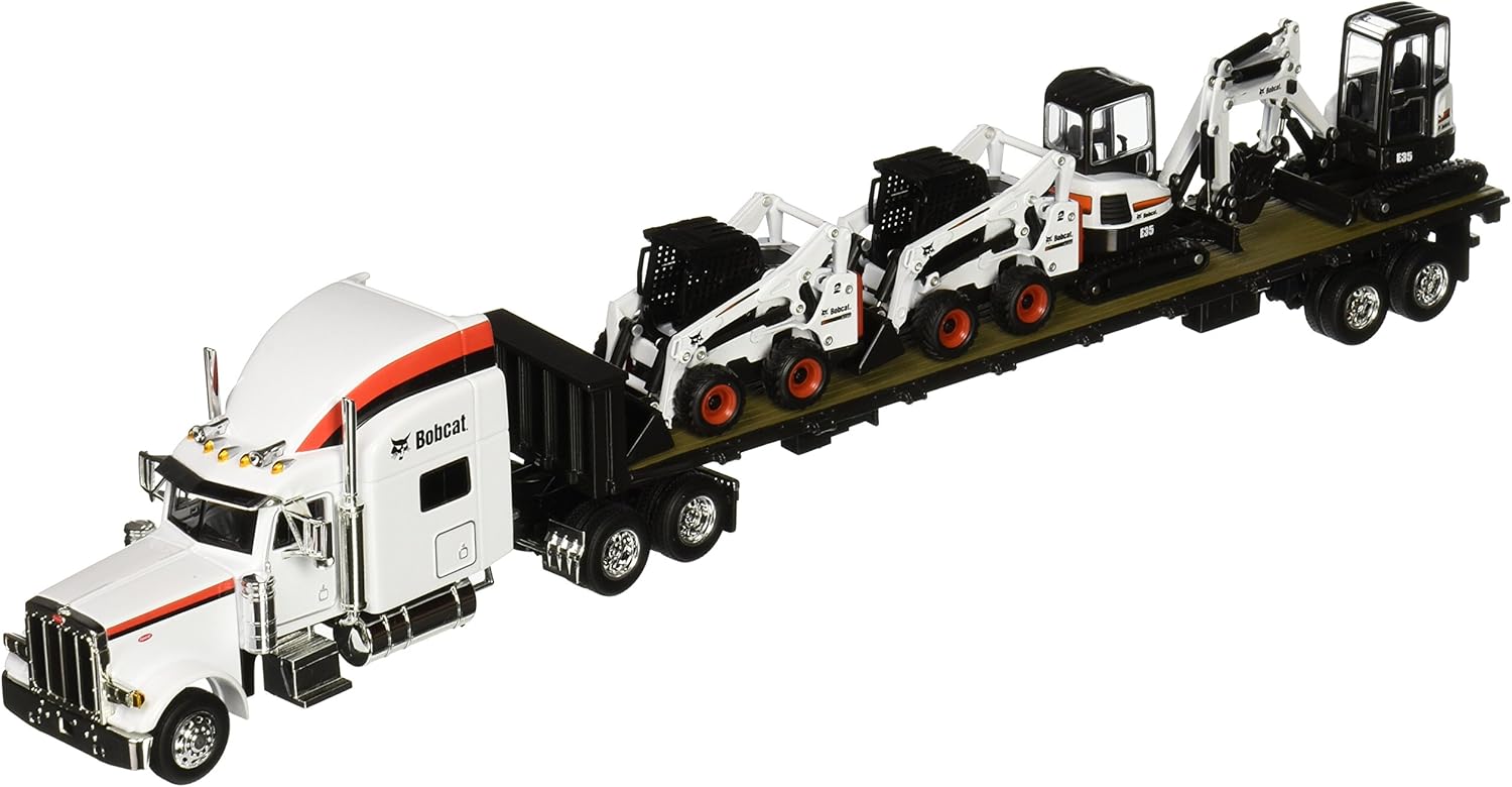 Bobcat Peterbilt 379 Tractor con Cama Plana Trailer Equipo (Escala 1