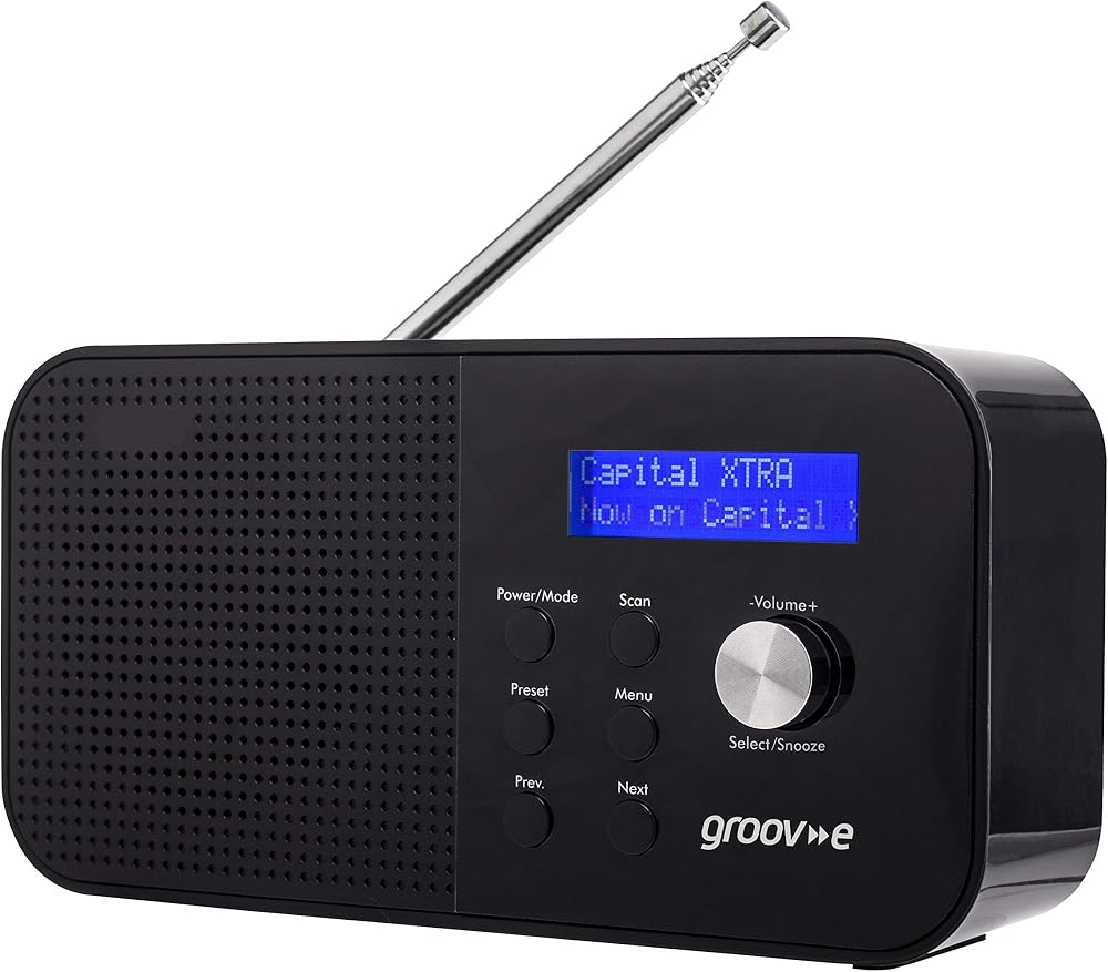 groov e Venice DAB FM Digital Radio with Alarm Bluetooth Portable Black