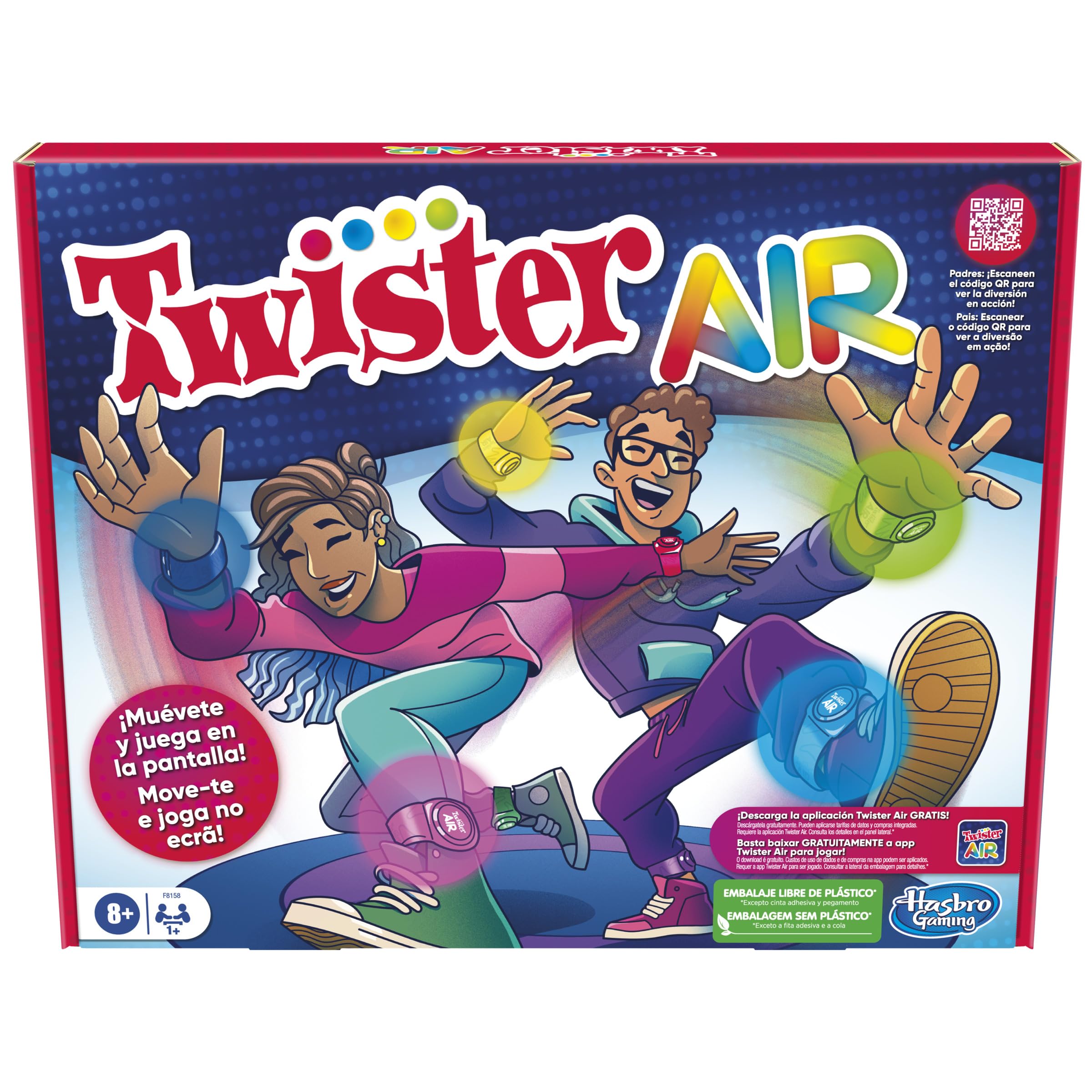 Hasbro Gaming Twister Air Game - Twister Air Game with RA App - Connects with Smart Devices - Active Party Games - Age: 8+